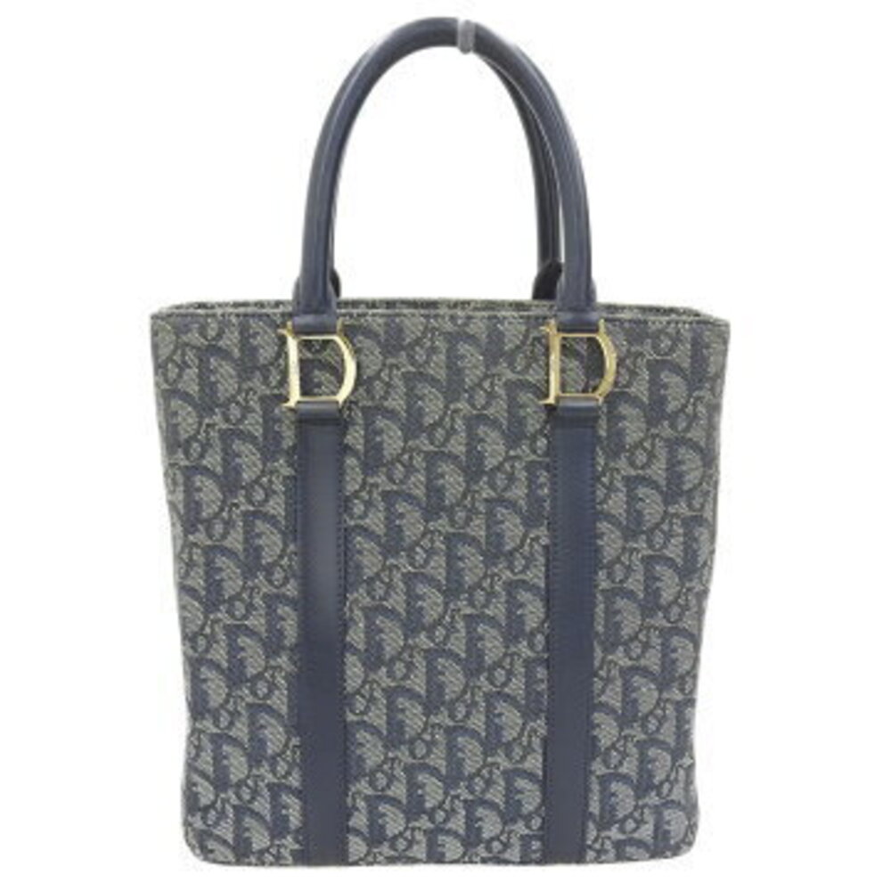 Christian Dior Trotter Handbag Tote Bag Navy Blue Logo